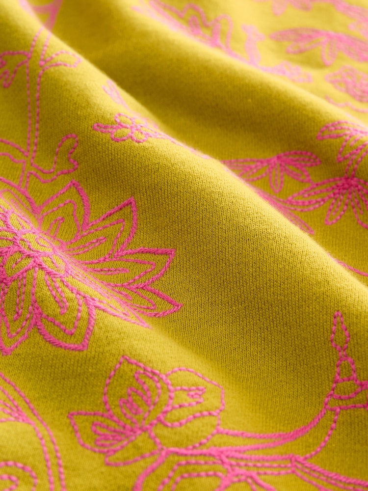 Olive Green Graphic Print All-Over Premium Embellished Embroidery Oriental Sweatshirt - Image 9 of 9