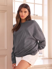 Charcoal Grey Kew Gardens X Next Vitamin Fruit Summer Graphic Relaxed Fit Crew-Neck Sweatshirt - Image 2 of 8