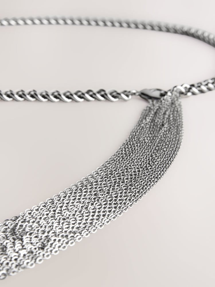Silver Tone Skinny Chain Belt - Image 5 of 5 Silver Tone Skinny Chain Belt - Image 5 of 5