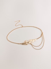 Gold Tone Feather Chain Belt - Image 3 of 5