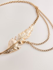 Gold Tone Feather Chain Belt - Image 5 of 5