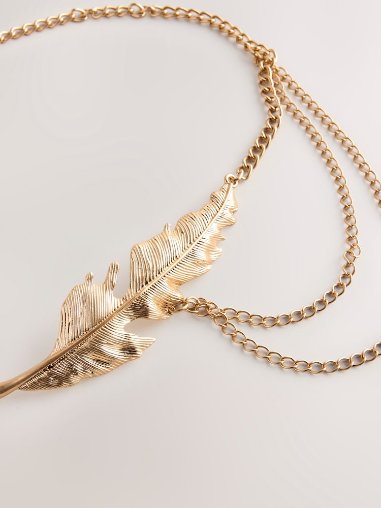 Gold Tone Feather Chain Belt - Image 5 of 5