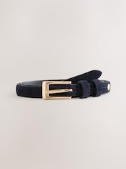 Navy Premium Made In Italy Suede Micro Skinny Belt - Image 3 of 5