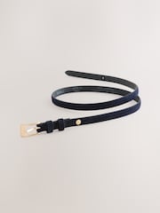 Navy Premium Made In Italy Suede Micro Skinny Belt - Image 4 of 5