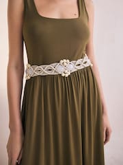 Ecru Macrame Bead Belt - Image 2 of 6