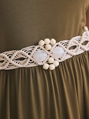 Ecru Macrame Bead Belt - Image 3 of 6