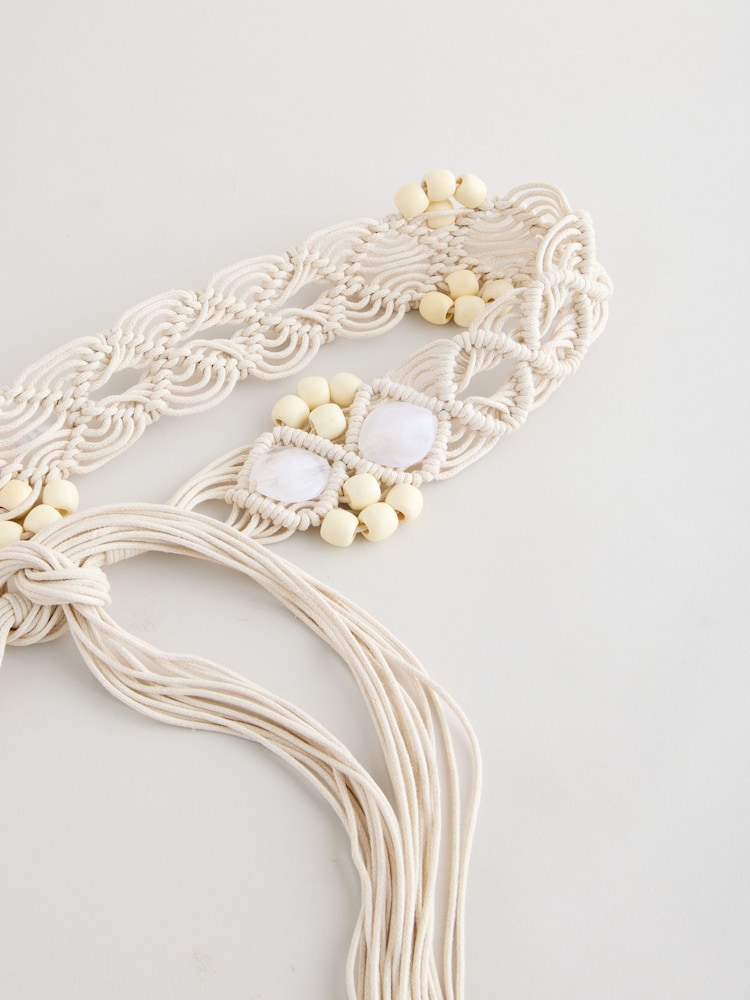 Ecru Macrame Bead Belt - Image 6 of 6