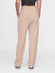 Gap Beige Everyday High Waisted Brushed Twill Pleated Taper Trousers - Image 3 of 5