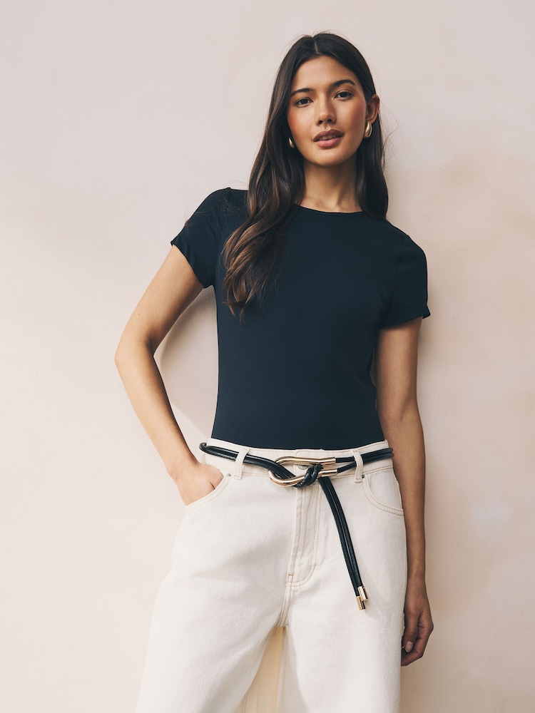 Black PU Tie Fasten Belt - Image 1 of 4