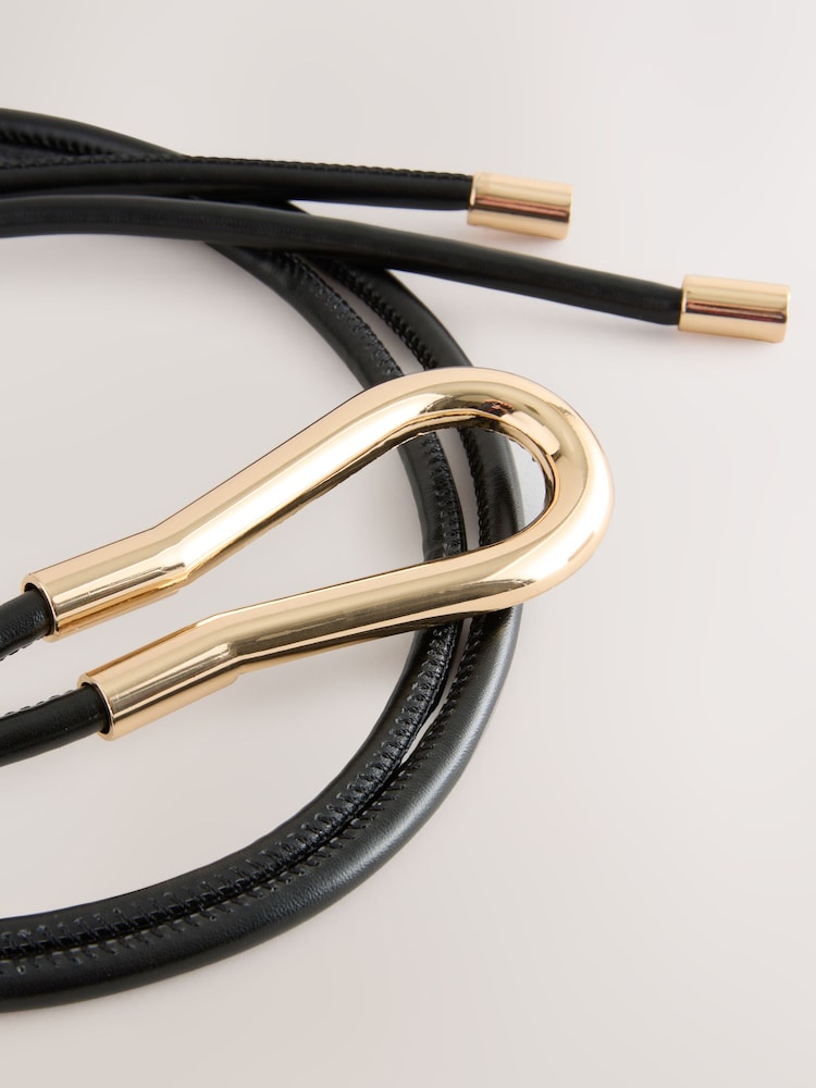 Black PU Tie Fasten Belt - Image 4 of 4