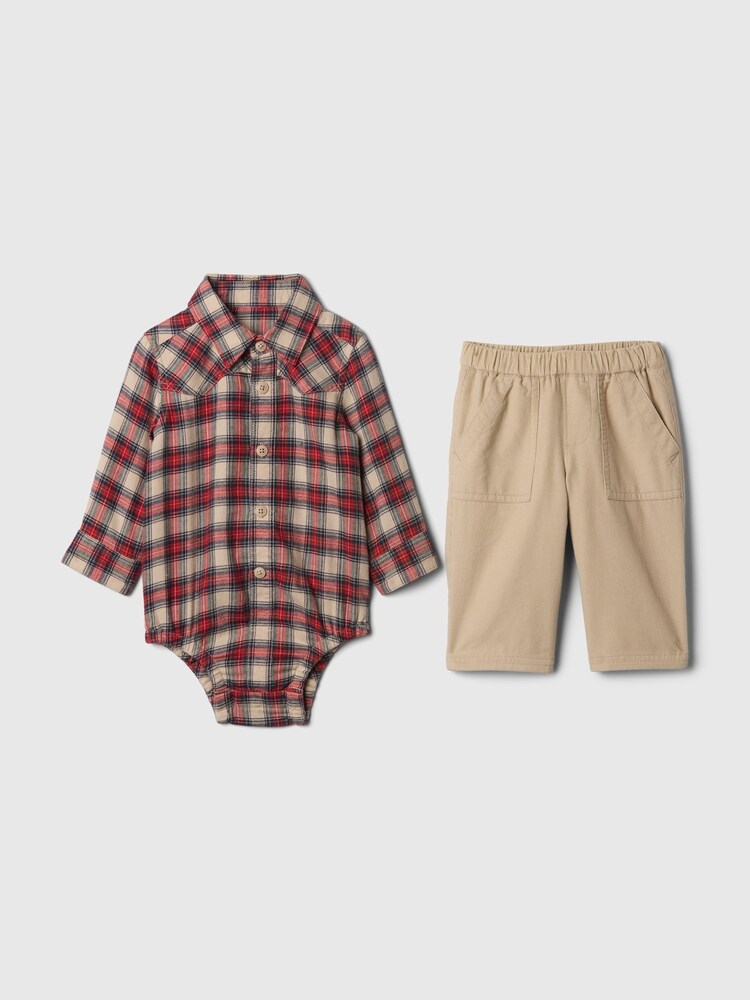 Gap Red Flannel Shirt and Trousers Outfit Set (Newborn-24mths) - Image 1 of 3