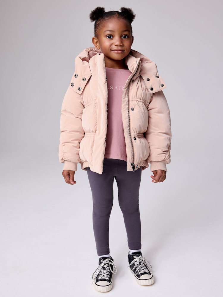 smALLSAINTS Light Pink Younger Girls Ruched Short Padded Coat - Image 1 of 14