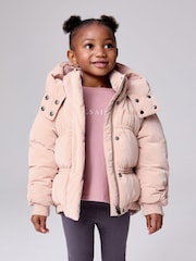 smALLSAINTS Light Pink Younger Girls Ruched Short Padded Coat - Image 2 of 14