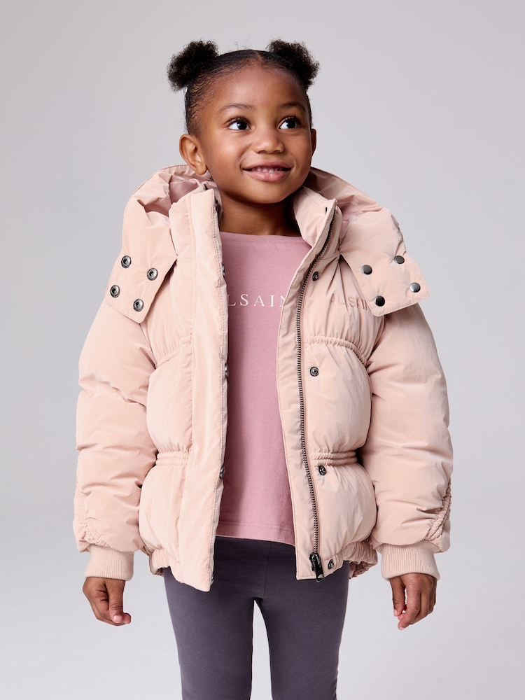 smALLSAINTS Light Pink Younger Girls Ruched Short Padded Coat - Image 2 of 14