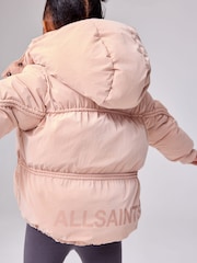 smALLSAINTS Light Pink Younger Girls Ruched Short Padded Coat - Image 3 of 14