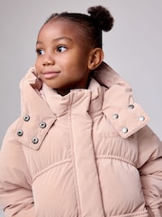 smALLSAINTS Light Pink Younger Girls Ruched Short Padded Coat - Image 4 of 14