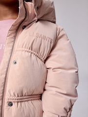 smALLSAINTS Light Pink Younger Girls Ruched Short Padded Coat - Image 6 of 14