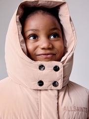 smALLSAINTS Light Pink Younger Girls Ruched Short Padded Coat - Image 7 of 14