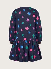 Monsoon Blue 100% Cotton Star Print Sweatshirt Dress - Image 2 of 3
