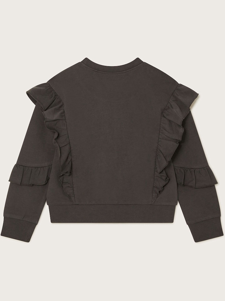 Monsoon Black Metallic Star Ruffle Jumper - Image 2 of 3