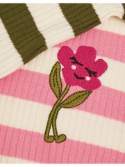 Monsoon Green/Pink Stripe Long Sleeve Crop 100% Cotton T-Shirt 2 Pack - Image 3 of 3