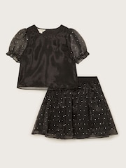 Monsoon Black Diamante Organza Top and Skirt Set - Image 1 of 3