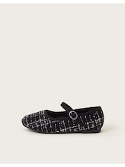 Monsoon Black Twinkle Tweed Strap Ballet Flats - Image 1 of 3