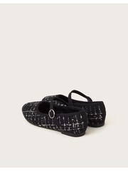 Monsoon Black Twinkle Tweed Strap Ballet Flats - Image 2 of 3