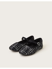 Monsoon Black Twinkle Tweed Strap Ballet Flats - Image 3 of 3