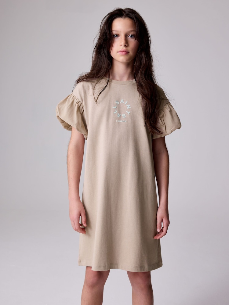 smALLSAINTS Mink/Pink Tierra Puffed Sleeve T-Shirt Dress - Image 1 of 8 smALLSAINTS Mink/Pink Tierra Puffed Sleeve T-Shirt Dress - Image 1 of 8