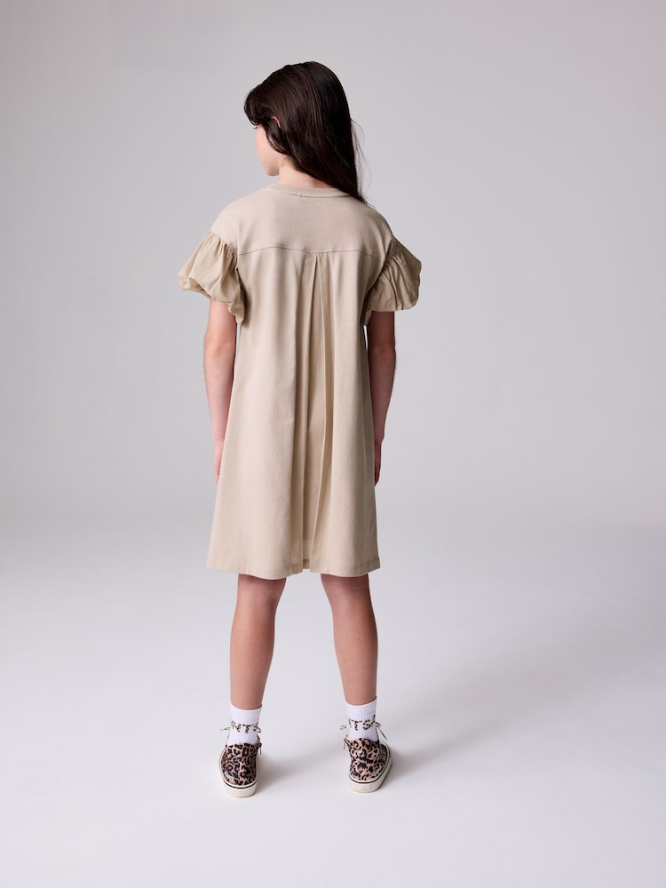 smALLSAINTS Mink/Pink Tierra Puffed Sleeve T-Shirt Dress - Image 2 of 8 smALLSAINTS Mink/Pink Tierra Puffed Sleeve T-Shirt Dress - Image 2 of 8