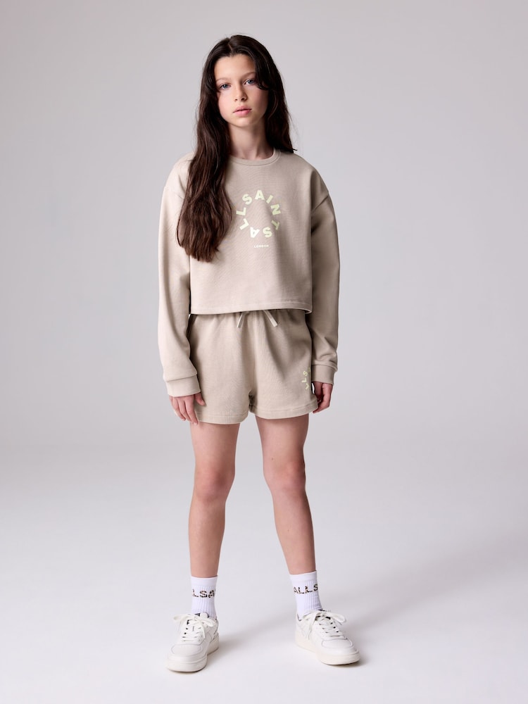 smALLSAINTS Mink/Pink Girls Tierra Sweatshirt and Sweat Shorts Set - Image 2 of 12