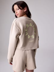 smALLSAINTS Mink/Pink Girls Tierra Sweatshirt and Sweat Shorts Set - Image 4 of 12