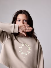 smALLSAINTS Mink/Pink Girls Tierra Sweatshirt and Sweat Shorts Set - Image 5 of 12