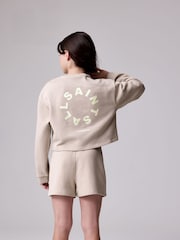 smALLSAINTS Mink/Pink Girls Tierra Sweatshirt and Sweat Shorts Set - Image 6 of 12