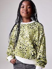 smALLSAINTS Yellow Leopard Oversized Rihan Baloon Sleeve Sweatshirt - Image 4 of 14