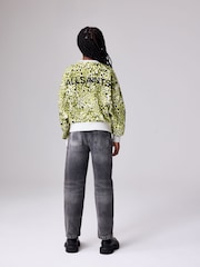 smALLSAINTS Yellow Leopard Oversized Rihan Baloon Sleeve Sweatshirt - Image 5 of 14