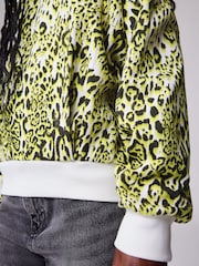 smALLSAINTS Yellow Leopard Oversized Rihan Baloon Sleeve Sweatshirt - Image 7 of 14