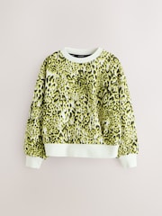 smALLSAINTS Yellow Leopard Oversized Rihan Baloon Sleeve Sweatshirt - Image 8 of 14