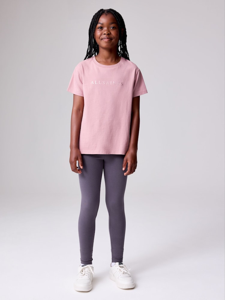smALLSAINTS Mid Pink Lace Back T-Shirt and Leggings Set - Image 1 of 5 smALLSAINTS Mid Pink Lace Back T-Shirt and Leggings Set - Image 1 of 5