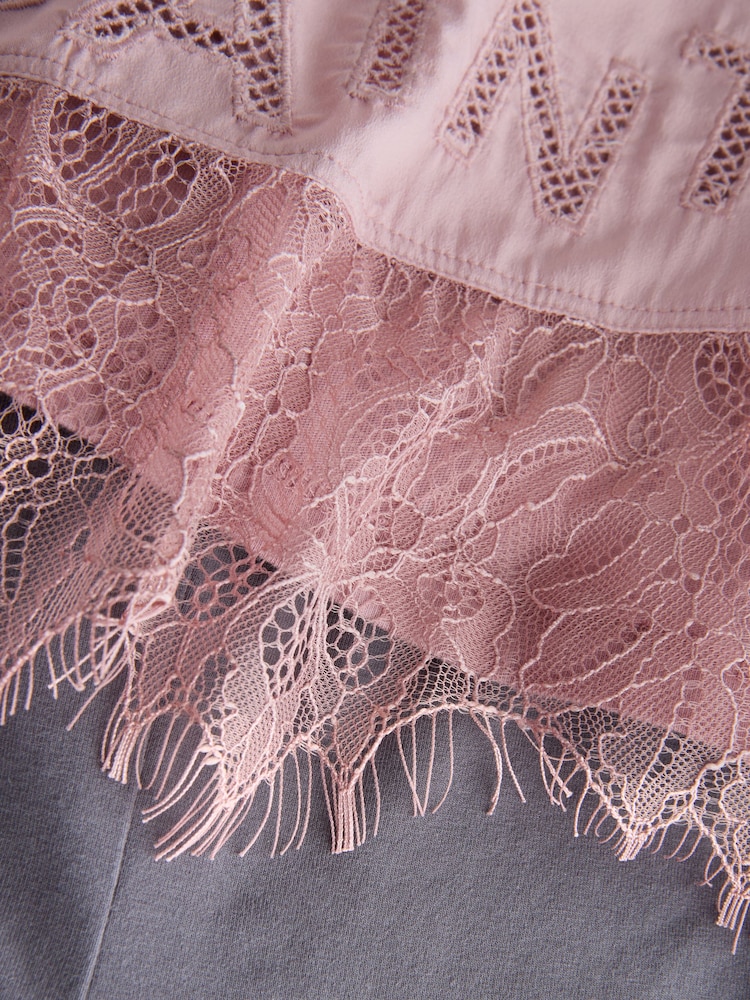 smALLSAINTS Mid Pink Lace Back T-Shirt and Leggings Set - Image 10 of 10