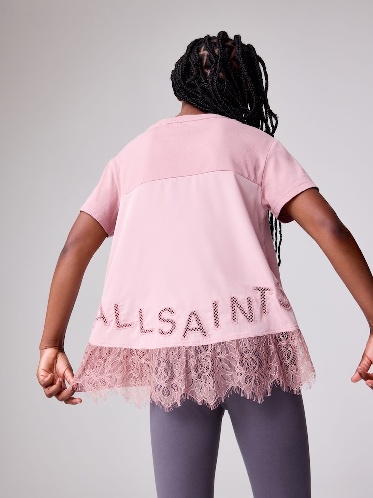 smALLSAINTS Mid Pink Lace Back T-Shirt and Leggings Set - Image 5 of 5 smALLSAINTS Mid Pink Lace Back T-Shirt and Leggings Set - Image 5 of 5