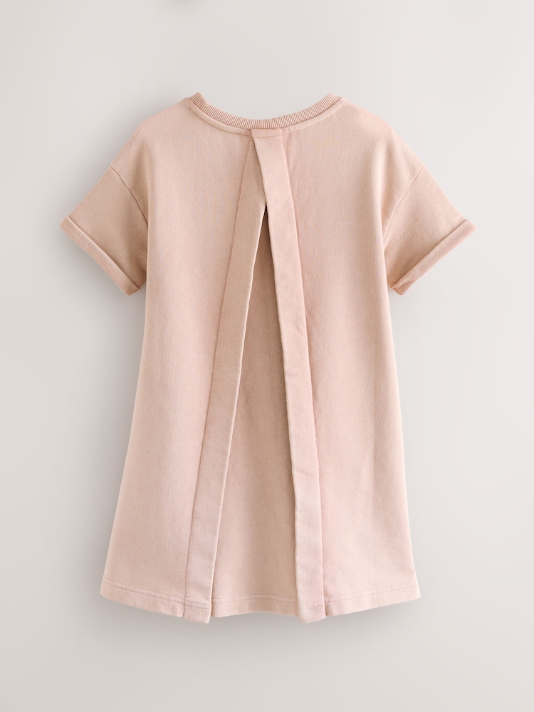 smALLSAINTS Pink Logo Lace Pleat Back T-Shirt Dress - Image 2 of 4