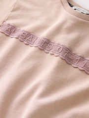 smALLSAINTS Pink Logo Lace Pleat Back T-Shirt Dress - Image 3 of 4