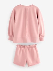 smALLSAINTS Mid Pink Girls Oversized Logo Sweatshirt and Shorts Set - Image 10 of 13