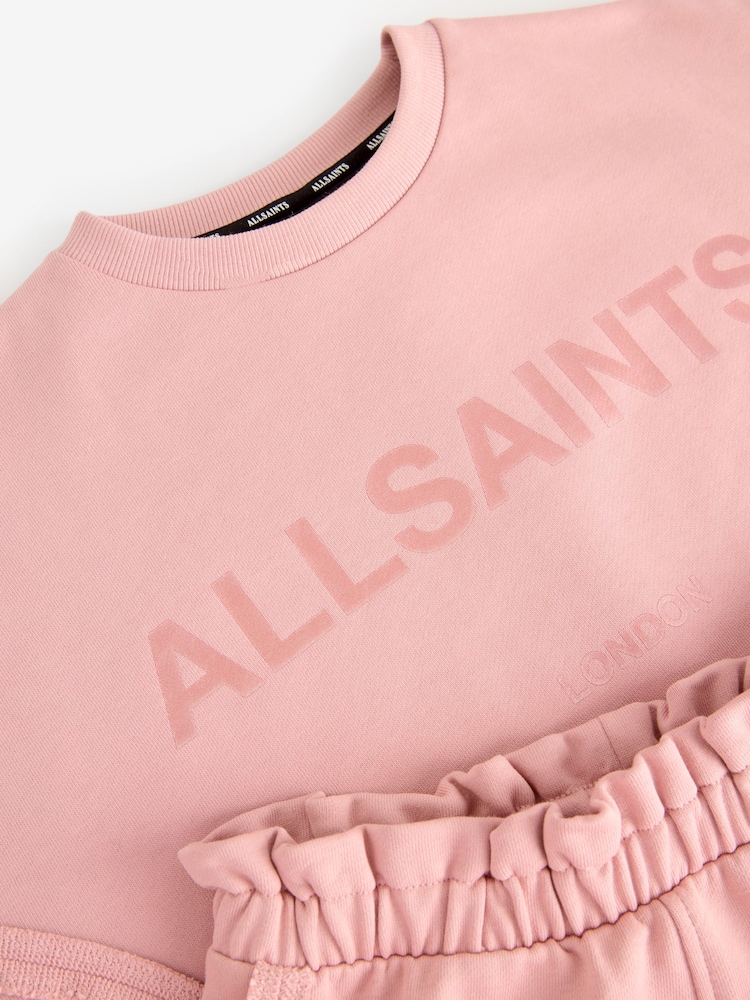 smALLSAINTS Mid Pink Girls Oversized Logo Sweatshirt and Shorts Set - Image 13 of 13