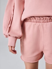 smALLSAINTS Mid Pink Girls Oversized Logo Sweatshirt and Shorts Set - Image 7 of 13