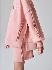 smALLSAINTS Mid Pink Girls Oversized Logo Sweatshirt and Shorts Set - Image 8 of 13