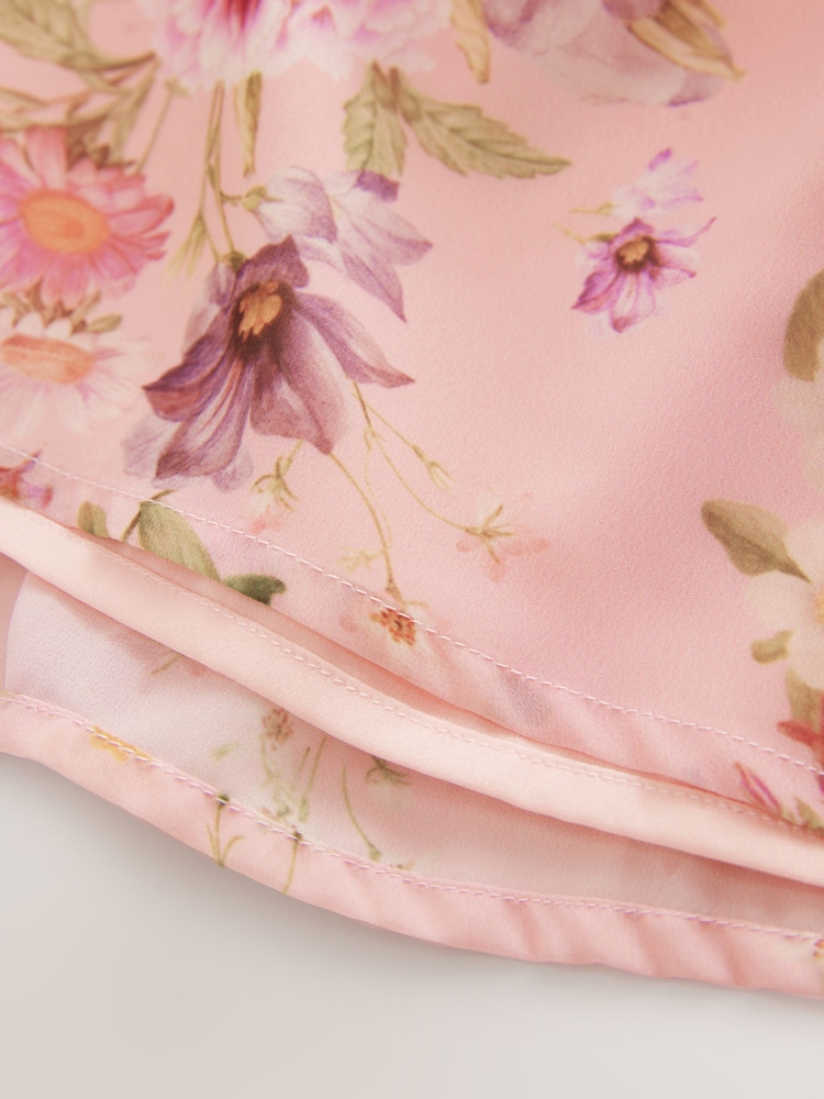 Pink Floral Long Sleeve Embellished Dress (3-10yrs) - Image 10 of 10