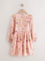 Pink Floral Long Sleeve Embellished Dress (3-10yrs) - Image 6 of 10